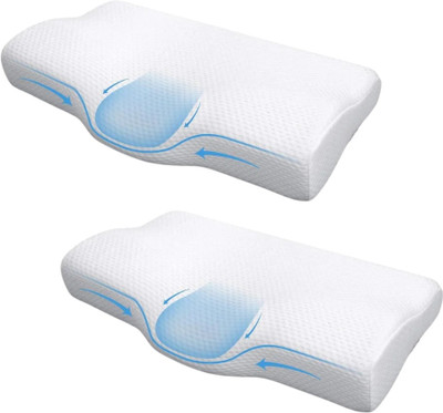 SuperblessLife Memory Foam Abstract Sleeping Pillow Pack of 1(White)