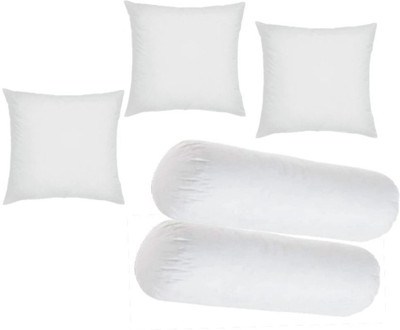 RACCOON Jaipur Diwan set Of 2 Cushion & 2 Microfibre Solid Bolster Pack of 5(White)