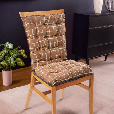 KUBER INDUSTRIES Microfibre Solid Chair Pad Pack of 1(Brown)