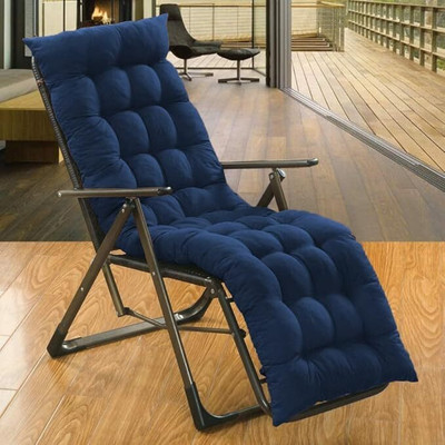 RAMESHTH Cotton Solid Chair Pad Pack of 1(Blue)
