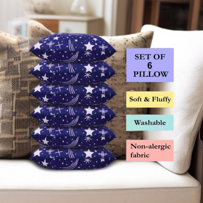 fulffystyl Microfibre Sleeping Pillow Pack of 6 Abstract luxury(Blue)