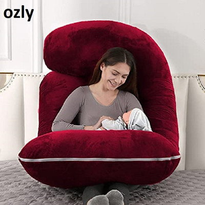 OZLY ultra soft j shaped pillow Microfibre, Polyester Fibre Solid Pregnancy Pillow Pack of 1(wine)