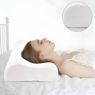 credicus Cervical Contour Smooth Memory Foam Pillow, Orthopedic, Stomached, Side Sleepers Memory Foam Nature Orthopaedic Pillow Pack of 1(White)