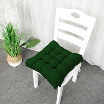 Mom's Moon Polyester Fibre Solid Chair Pad Pack of 2(Dark Green)