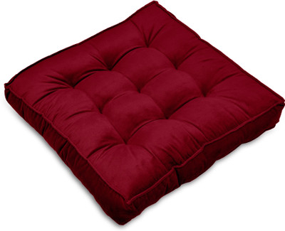 MY ARMOR Microfibre Solid Floor Cushion Pack of 1(Maroon)