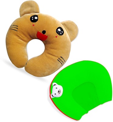 Little Love Cotton, Mustard Seeds Animals Baby Pillow Pack of 2(Brown - Green)