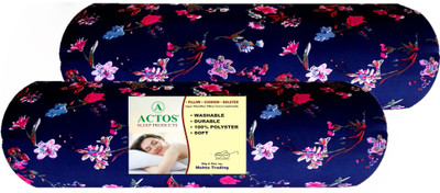 ACTOS Microfibre Floral Bolster Pack of 2(Blue)