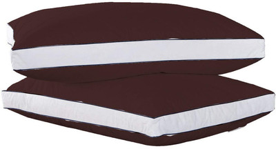 Mom's Moon Double Piping Colored Gusset Cotton Solid Sleeping Pillow Pack of 2(Brown)