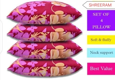 LIPONOS LUXURY Polyester Fibre Solid Sleeping Pillow Pack of 4(Pink)