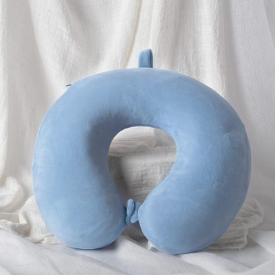 PUMPUM Travel Series Memory Foam Solid Travel Pillow Pack of 1(Sky Blue)