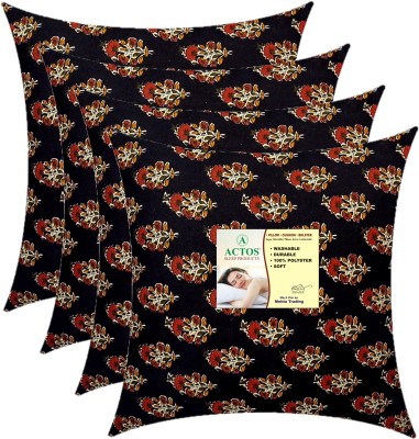 ACTOS Microfibre Floral Cushion Pack of 4(Black)