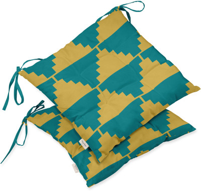 Vargottam Polyester Fibre Geometric Chair Pad Pack of 2(Yellow 2)