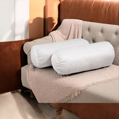 Urmila Creation Polyester Fibre Bolster Pack of 2 Solid(White)