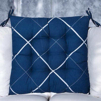 SOFT SNOOZE Soft Luxury Microfibre Solid Chair Pad Pack of 2(Blue)