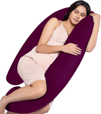 dyf ultra soft j shaped Polyester Fibre Solid Pregnancy Pillow Pack of 1(wine)