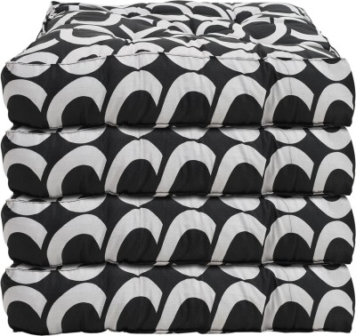 KUBER INDUSTRIES Microfibre Geometric Chair Pad Pack of 4(Black)