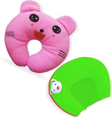 HouseOfCommon Polyester Fibre Animals Baby Pillow Pack of 2(Pink & Green)