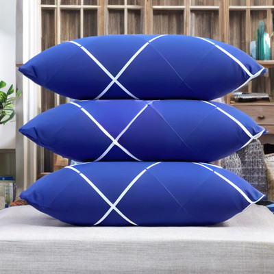 EIRINI LUXURY Polyester Fibre Solid Sleeping Pillow Pack of 3(Blue)
