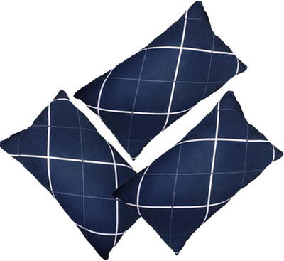 brightjex Microfibre Solid Sleeping Pillow Pack of 3(Blue line)