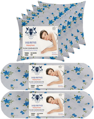 SANJU BROTHER 2 Bolester 5 Cushion Microfibre Floral Bolster Pack of 7(Blue)