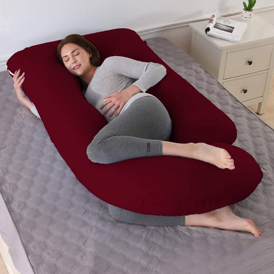 Mojo J SHAPE Polyester Fibre Solid Pregnancy Pillow Pack of 1(Maroon)