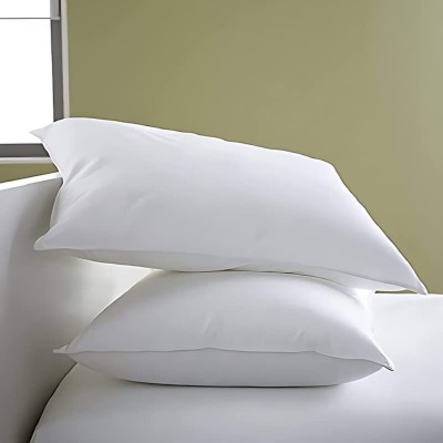 CUSHIO Microfibre Solid Sleeping Pillow Pack of 2(White)