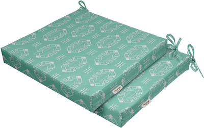 Vargottam Foam Motifs Chair Pad Pack of 2(Aquamarine Green1)