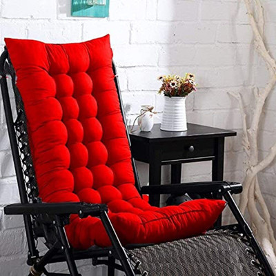 cm great Cotton Solid Chair Pad Pack of 1(Red)