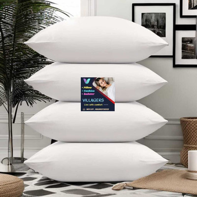 VILLAGERS Cotton Sleeping Pillow Pack of 4 Solid Comfort(White)