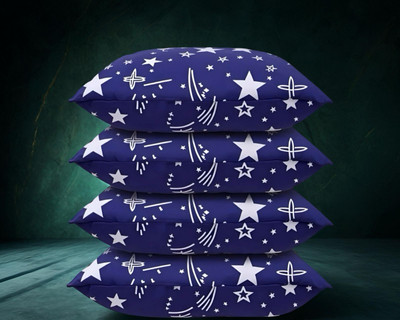 Regnar Luxury Polyester Fibre Abstract Sleeping Pillow Pack of 4(Blue)