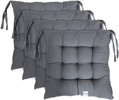 HOMESTIC by Kuber Industries Microfibre Solid Chair Pad Pack of 4(Grey)
