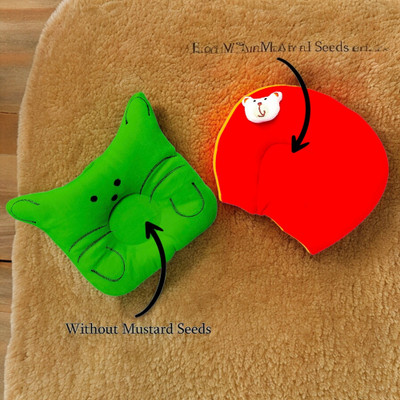 BabeDesk Microfibre Solid Baby Pillow Pack of 1(Red & Green)