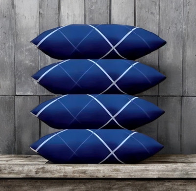 YPOLOIPO LUXURY Microfibre Abstract Sleeping Pillow Pack of 4(Blue)