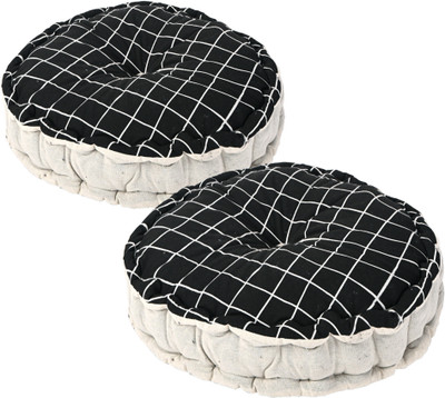 KUBER INDUSTRIES Microfibre Solid Chair Pad Pack of 2(Black)