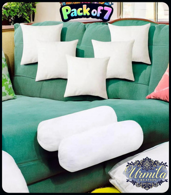 Urmila Creation Microfibre Bolster Pack of 7 Stripes 2 Bolester 5 Cushion(White)