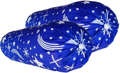 SANJU BROTHER Microfibre Abstract Bolster Pack of 2(Blue)