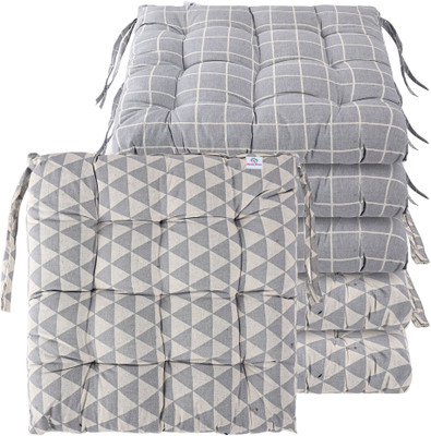 HOMESTIC by Kuber Industries Microfibre Chair Pad Pack of 6 Abstract(Grey, Grey)