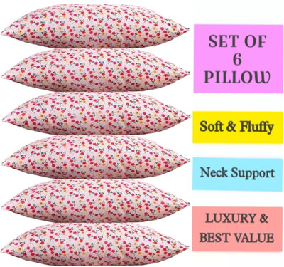 ERANC LUXURY Polyester Fibre Abstract Sleeping Pillow Pack of 6(Multicolor)