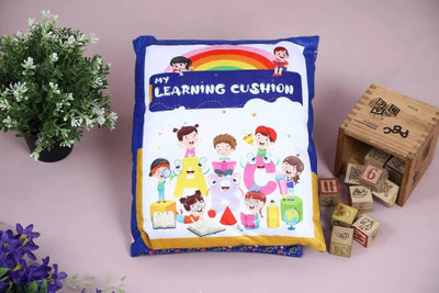 Sharvil Cotton Baby Pillow Pack of 1 Alphanumeric, Animals, Birds, Polka, Birds, Stripes 98784(Blue)