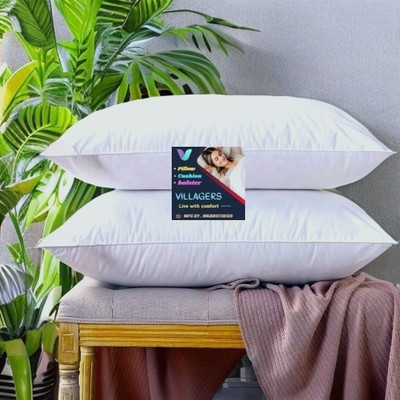 NKSNIMYSTORES LUXURY Polyester Fibre Abstract Sleeping Pillow Pack of 2(White)