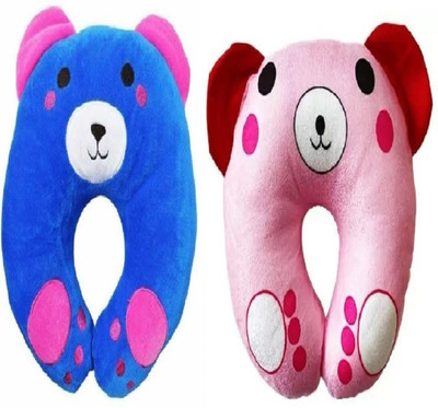 osm india SOFT Microfibre Animals Baby Pillow Pack of 2(Blue, Pink)