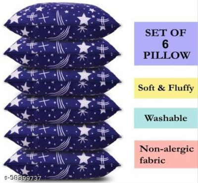 LIPONOS Polyester Fibre Sleeping Pillow Pack of 6 Abstract LUXURY(Blue)