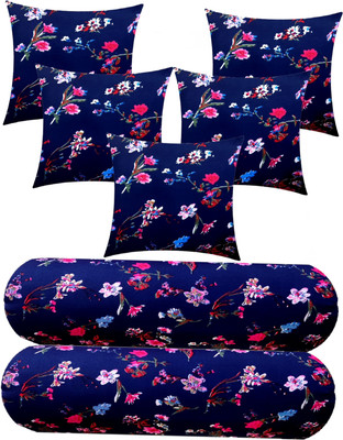 Changers Microfibre Bolster Pack of 7 Floral(Blue, Multicolor)