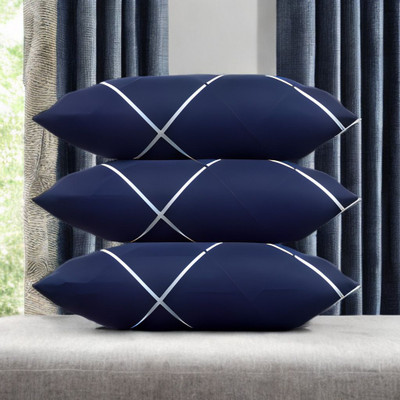 Urmila Creation Microfibre Sleeping Pillow Pack of 3 Solid LUXURY(Blue)