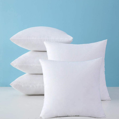 FurniGully Soft & Fluffy Sofa Cushion Pillow Set Microfibre Stripes Cushion Pack of 5(White)