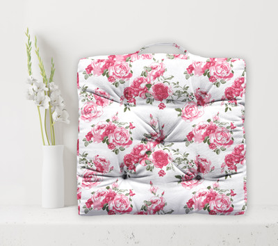 OASIS Cotton Printed Floor Cushion Pack of 1(White)