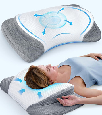 Flipkart SmartBuy Cervical Contour Ergonomic Orthopedic Memory Foam Pillow for Neck & Back Memory Foam Solid Sleeping Pillow Pack of 1(SF-34)