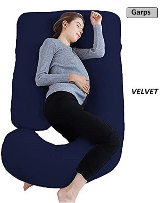 garps J shape Polyester Fibre Solid Pregnancy Pillow Pack of 1(Dark Blue)