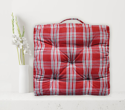 OASIS Cotton Stripes Floor Cushion Pack of 1(Red)