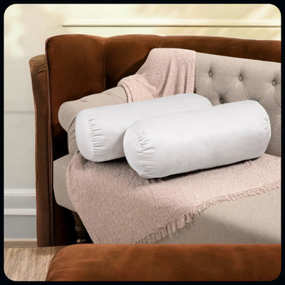 Urmila Creation Polyester Fibre Solid Bolster Pack of 2(White)